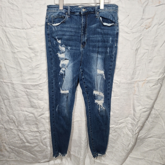 TRICOT sz 1X JEANS destroyed stretch fray - Picture 1 of 9
